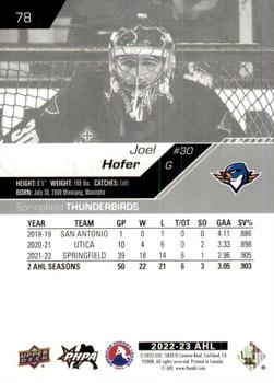 2022-23 Upper Deck AHL #78 Joel Hofer Back