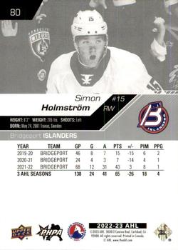 2022-23 Upper Deck AHL #80 Simon Holmstrom Back