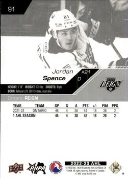 2022-23 Upper Deck AHL #91 Jordan Spence Back