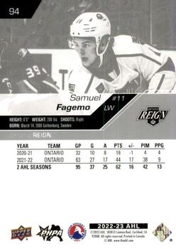2022-23 Upper Deck AHL #94 Samuel Fagemo Back