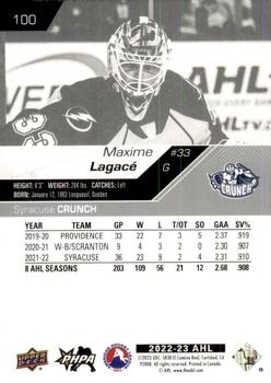 2022-23 Upper Deck AHL #100 Maxime Lagace Back