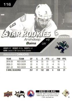 2022-23 Upper Deck AHL #116 Arshdeep Bains Back