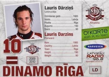 2009-10 Dinamo Riga - O! Karte Jerseys #LD Lauris Darzins Back