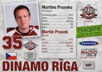 2009-10 Dinamo Riga - O! Karte Jerseys #MP Martin Prusek Back