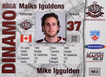 2009-10 Dinamo Riga - Game Used Jersey Shield Patch #MI-2 Mike Iggulden Back
