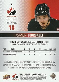 2022-23 Upper Deck Team Canada Juniors #3 Xavier Bourgault Back