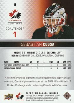 2022-23 Upper Deck Team Canada Juniors #9 Sebastian Cossa Back