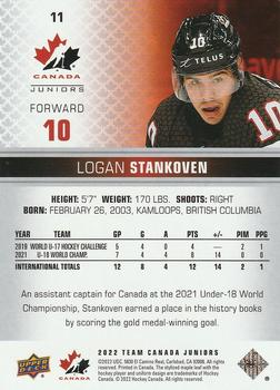 2022-23 Upper Deck Team Canada Juniors #11 Logan Stankoven Back