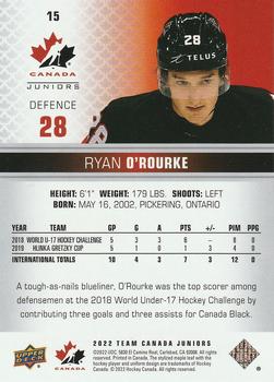 2022-23 Upper Deck Team Canada Juniors #15 Ryan O'Rourke Back