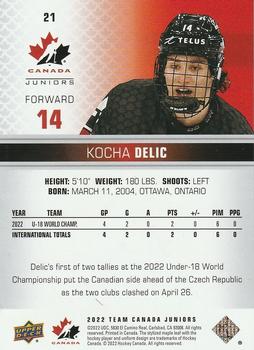 2022-23 Upper Deck Team Canada Juniors #21 Kocha Delic Back