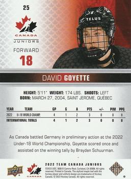 2022-23 Upper Deck Team Canada Juniors #25 David Goyette Back