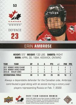 2022-23 Upper Deck Team Canada Juniors #53 Erin Ambrose Back