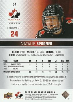 2022-23 Upper Deck Team Canada Juniors #54 Natalie Spooner Back