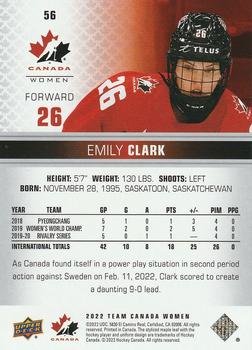 2022-23 Upper Deck Team Canada Juniors #56 Emily Clark Back