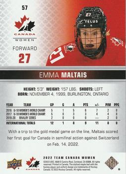 2022-23 Upper Deck Team Canada Juniors #57 Emma Maltais Back