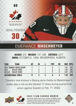 2022-23 Upper Deck Team Canada Juniors #60 Emerance Maschmeyer Back