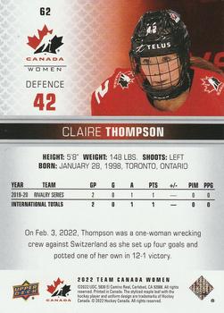 2022-23 Upper Deck Team Canada Juniors #62 Claire Thompson Back