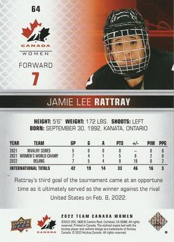 2022-23 Upper Deck Team Canada Juniors #64 Jamie Lee Rattray Back