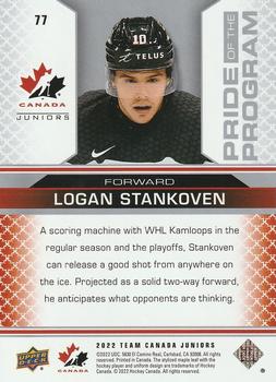 2022-23 Upper Deck Team Canada Juniors #77 Logan Stankoven Back