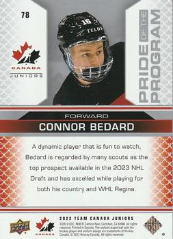 2022-23 Upper Deck Team Canada Juniors #78 Connor Bedard Back