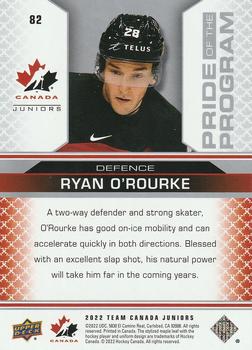 2022-23 Upper Deck Team Canada Juniors #82 Ryan O'Rourke Back