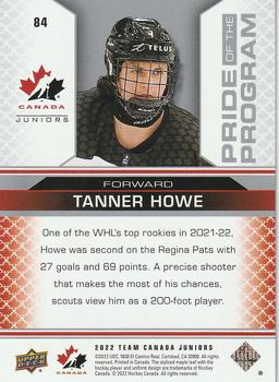 2022-23 Upper Deck Team Canada Juniors #84 Tanner Howe Back