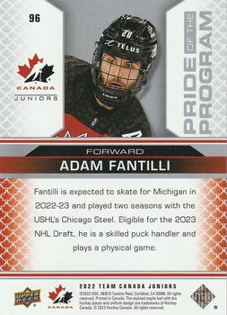 2022-23 Upper Deck Team Canada Juniors #96 Adam Fantilli Back