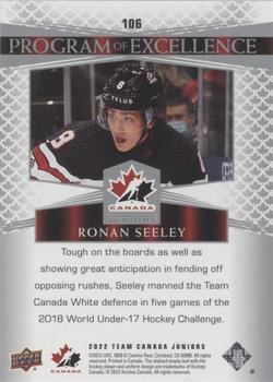 2022-23 Upper Deck Team Canada Juniors #106 Ronan Seeley Back