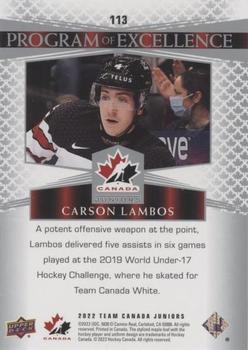 2022-23 Upper Deck Team Canada Juniors #113 Carson Lambos Back