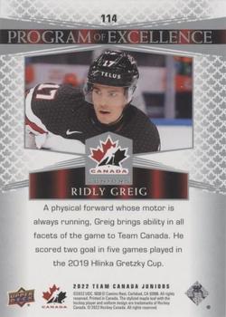 2022-23 Upper Deck Team Canada Juniors #114 Ridly Greig Back