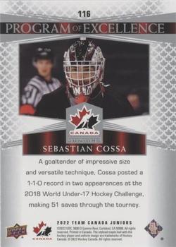 2022-23 Upper Deck Team Canada Juniors #116 Sebastian Cossa Back
