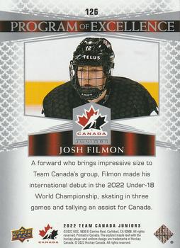 2022-23 Upper Deck Team Canada Juniors #126 Josh Filmon Back