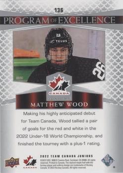 2022-23 Upper Deck Team Canada Juniors #136 Matthew Wood Back