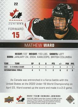 2022-23 Upper Deck Team Canada Juniors - Green Frenzy #22 Mathew Ward Back