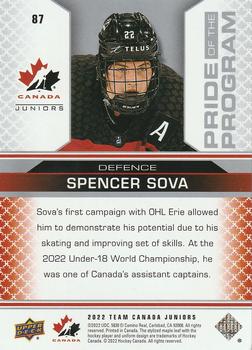 2022-23 Upper Deck Team Canada Juniors - Green Frenzy #87 Spencer Sova Back