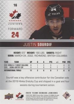 2022-23 Upper Deck Team Canada Juniors - Pillars of Light #16 Justin Sourdif Back