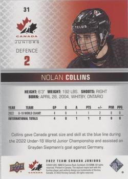 2022-23 Upper Deck Team Canada Juniors - Pillars of Light #31 Nolan Collins Back
