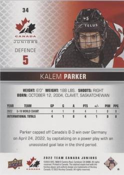 2022-23 Upper Deck Team Canada Juniors - Pillars of Light #34 Kalem Parker Back