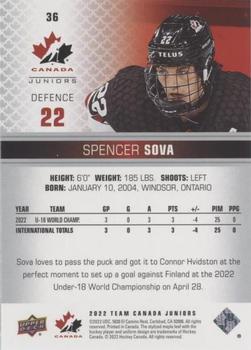 2022-23 Upper Deck Team Canada Juniors - Pillars of Light #36 Spencer Sova Back