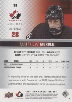 2022-23 Upper Deck Team Canada Juniors - Pillars of Light #38 Matthew Morden Back