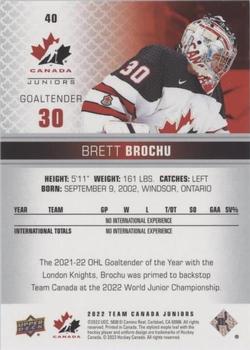 2022-23 Upper Deck Team Canada Juniors - Pillars of Light #40 Brett Brochu Back