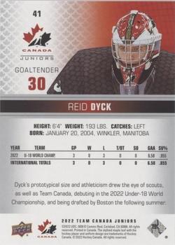 2022-23 Upper Deck Team Canada Juniors - Pillars of Light #41 Reid Dyck Back