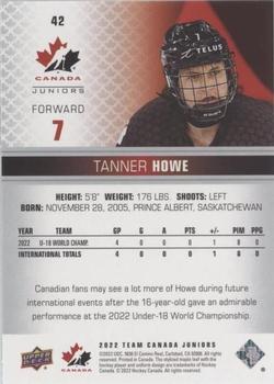 2022-23 Upper Deck Team Canada Juniors - Pillars of Light #42 Tanner Howe Back