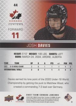 2022-23 Upper Deck Team Canada Juniors - Pillars of Light #44 Josh Davies Back