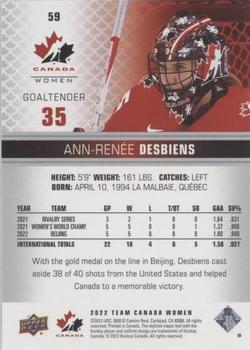 2022-23 Upper Deck Team Canada Juniors - Pillars of Light #59 Ann-Renee Desbiens Back