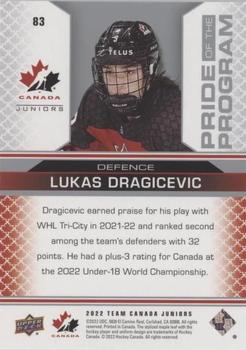 2022-23 Upper Deck Team Canada Juniors - Pillars of Light #83 Lukas Dragicevic Back