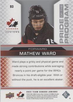 2022-23 Upper Deck Team Canada Juniors - Pillars of Light #93 Mathew Ward Back