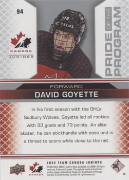 2022-23 Upper Deck Team Canada Juniors - Pillars of Light #94 David Goyette Back