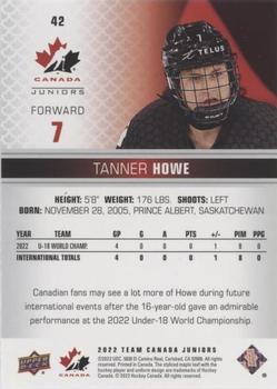 2022-23 Upper Deck Team Canada Juniors - Red #42 Tanner Howe Back