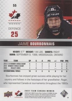 2022-23 Upper Deck Team Canada Juniors - Red #55 Jaime Bourbonnais Back